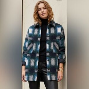 IRO Paris Harwel Wool Blend Plaid Oversized Jacket Size FR32(measurements below)